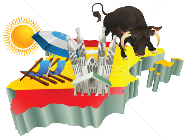 600x446 Illustration Spanish Tourist Attractions In Spain Vector