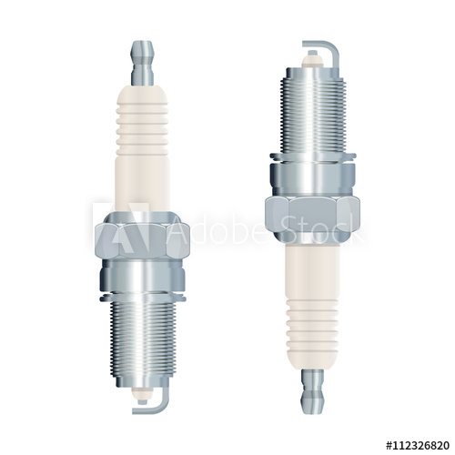 500x500 Automobile Spark Plug Vector Illustrations Isolated On White