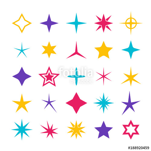 500x500 Star Icons Collection. Sparkle Vector Symbols Stock Image And