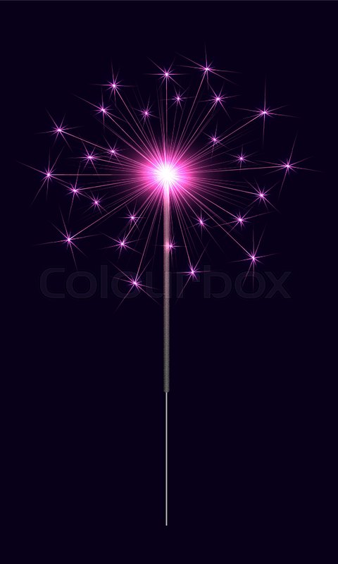 480x800 Vector Bengal Sparkler. Bengal Candle With Bright Pink Sparkler On