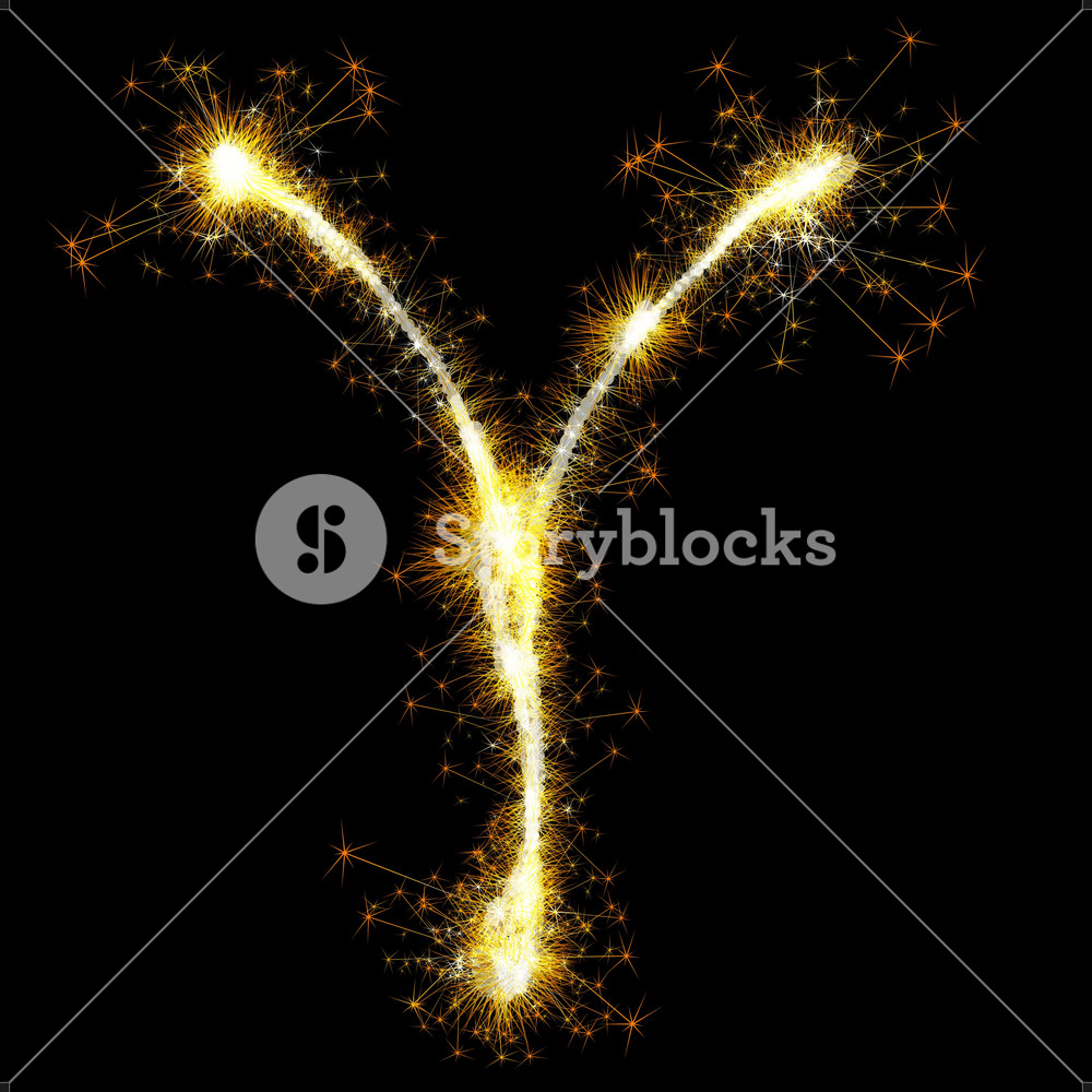 1000x1000 Vector Sparkler Alphabet. Royalty Free Stock Image
