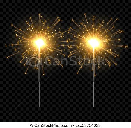 450x440 Vector Light Sparkler Decoration. Holiday Sparkler Firework