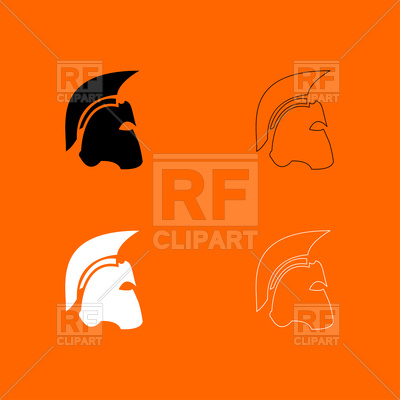 400x400 Spartan Helmet Icon On Orange Background Vector Image Vector