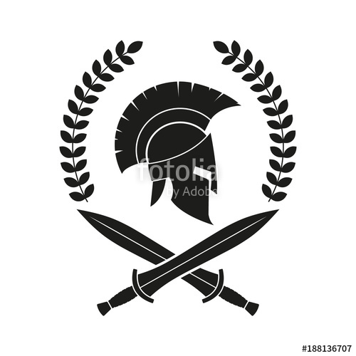 500x500 Spartan Helmet, Swords. Logo. Vector. Isolated. Stock Image And