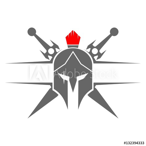 500x500 Spartan Helmet And Sword Logo Vector