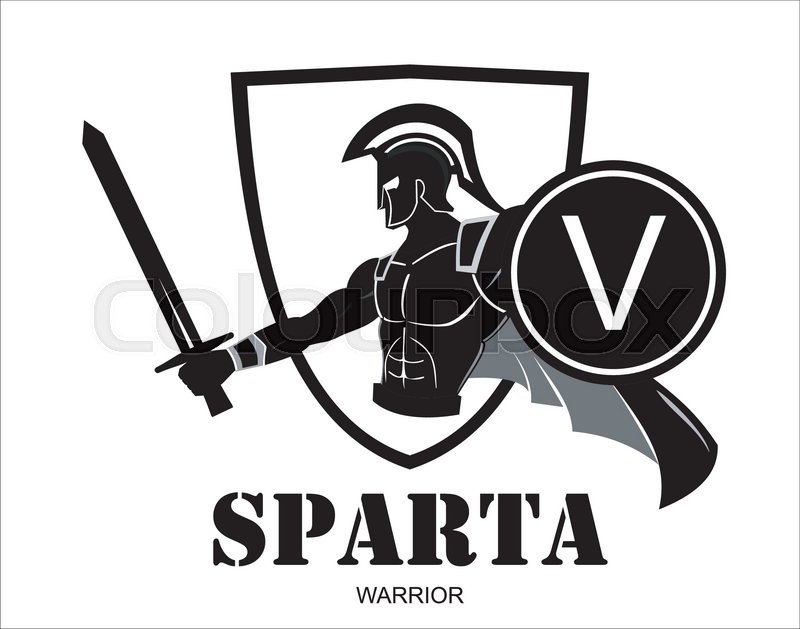 800x629 Spartan Warrior Silhouette Holding Shield And Sword Over The