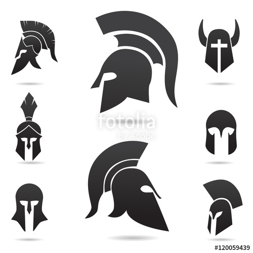 500x500 Ancient Warrior, Knight, Spartan Helmet Icon. Vector Art. Stock