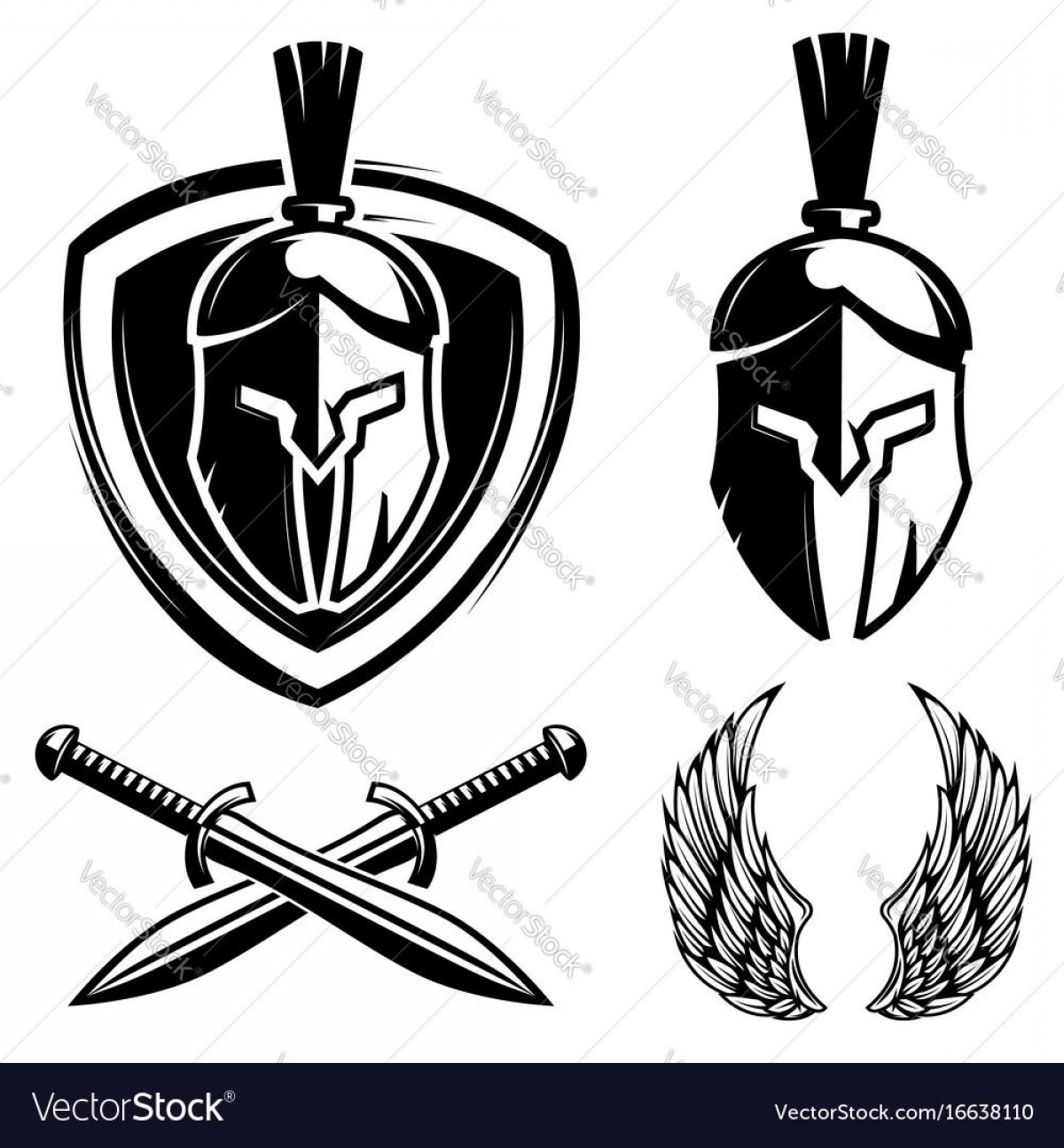 1200x1296 Best Spartan Helmet Shield Sword Wings Vector File Free Rongholland