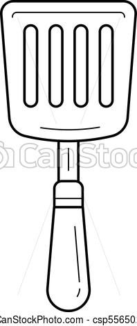 198x470 Kitchen Spatula Vector Line Icon. Kitchen Spatula Vector