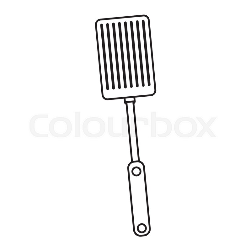800x800 Silhouette Black With Frying Spatula Vector Illustration Stock