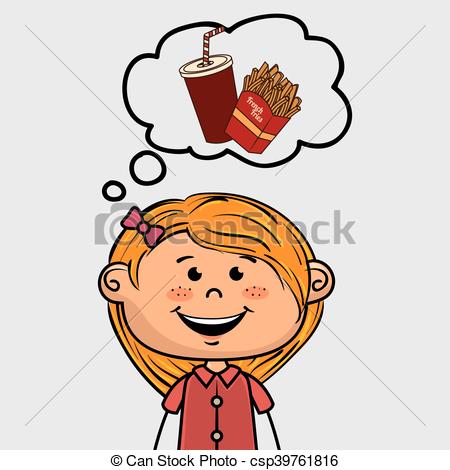 450x470 Girl Pizza Food Speak Vector Illustration Graphic.