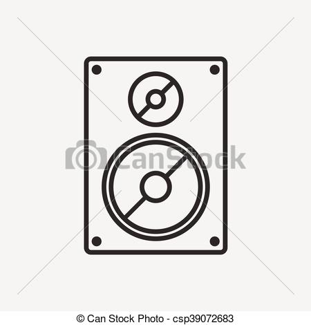 450x470 Music Speaker Icon In Brown Outline And Beige Background.