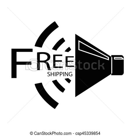450x470 Simple Flat Black Free Shipping Speaker Icon Vector.