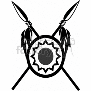 300x300 Royalty Free Shield With Spears Crossed 371946 Vector Clip Art