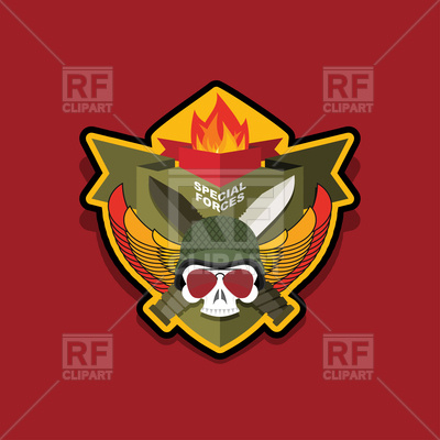 400x400 Special Forces Emblem, Military Logo, Skull And Helmet Vector