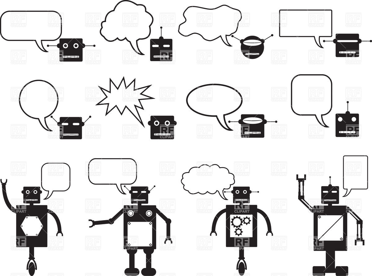 1200x890 Robots And Robot Head With Speech Bubble Vector Image Vector