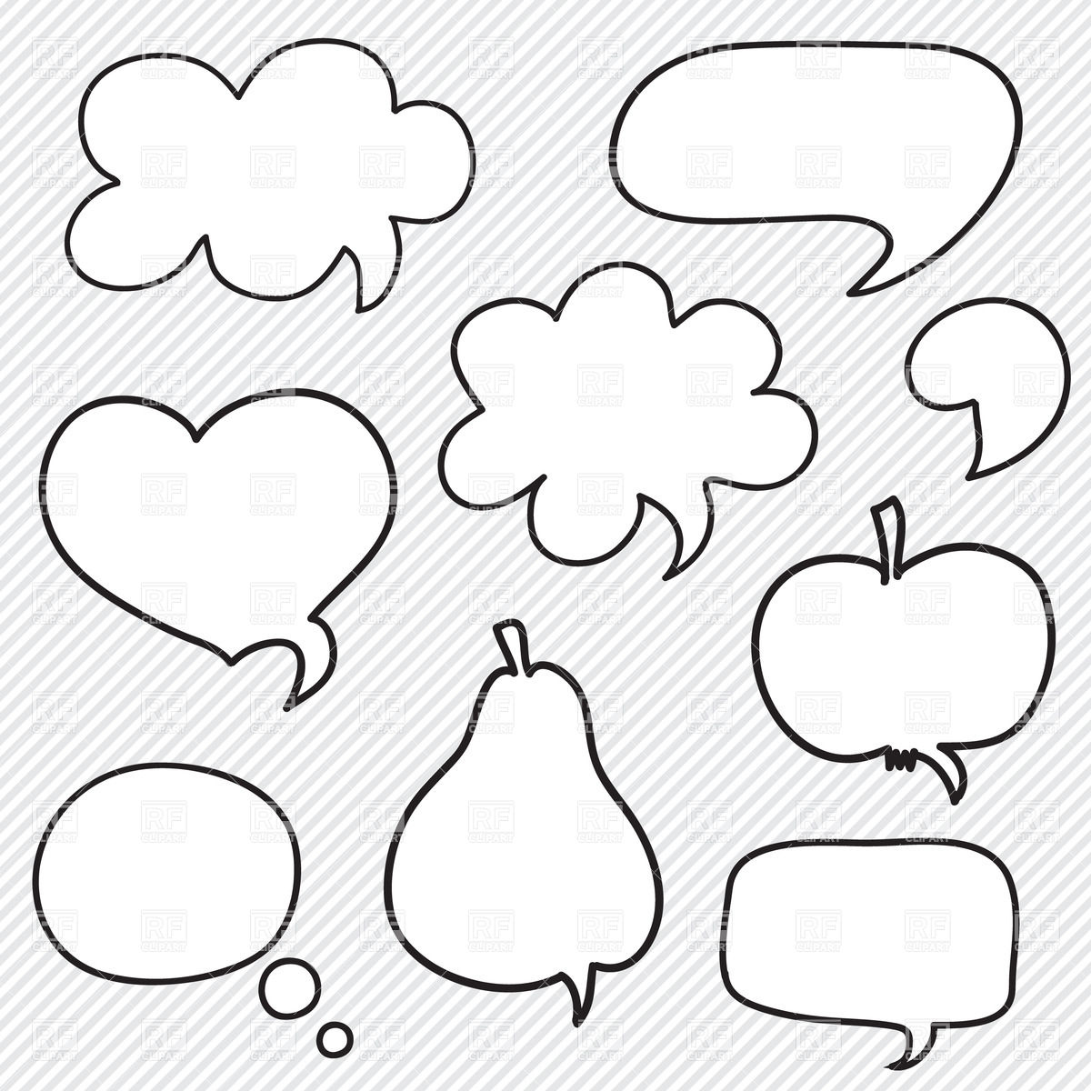 1200x1200 Set Of Hand Drawn Speech Bubbles Vector Image Vector Artwork Of