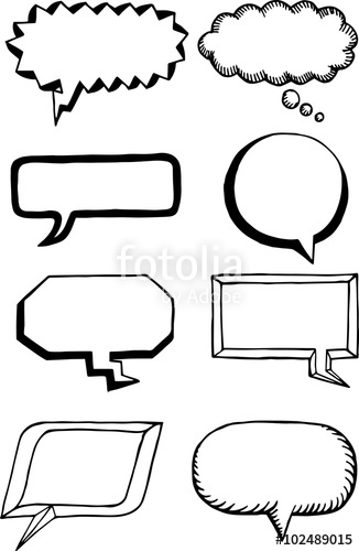 326x500 Hand Drawn Thought And Speech Bubbles And Balloons. Blank Empty