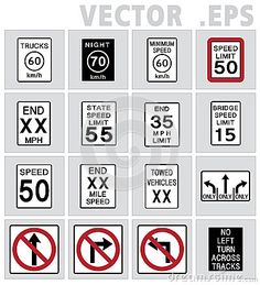 236x259 Traffic Road Usa Vector. Stop, Pare, Speed Limit, Yield Vector