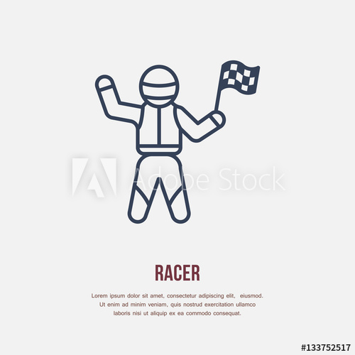 500x500 Car Racer Vector Line Icon. Speed Auto Championship Winner With