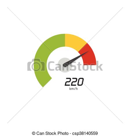 450x470 Speedometer Vector Icon Isolated On White Background, Flat Digital