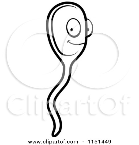 450x470 Cartoon Clipart Of A Black And White Happy Sperm