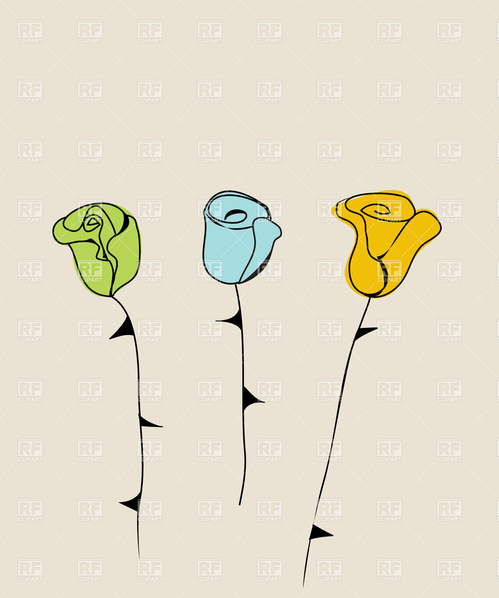 1000x1200 Three Hand Drawn Roses With Spikes Vector Image Vector Artwork