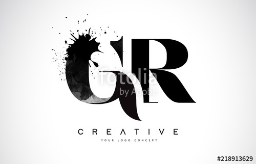500x322 Gr G R Letter Logo Design With Black Ink Watercolor Splash Spill