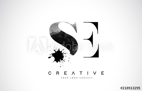 500x322 Se S E Letter Logo Design With Black Ink Watercolor Splash Spill