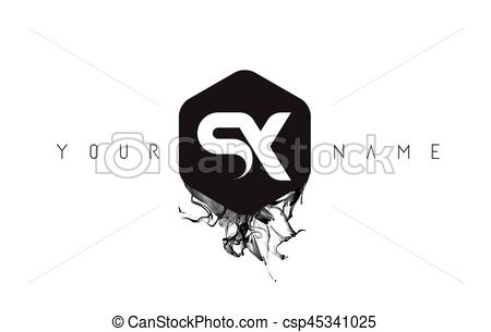 450x305 Sx Letter Logo Design With Black Ink Spill. Sx Black Ink Letter