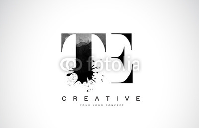 400x257 Te T E Letter Logo Design With Black Ink Watercolor Splash Spill