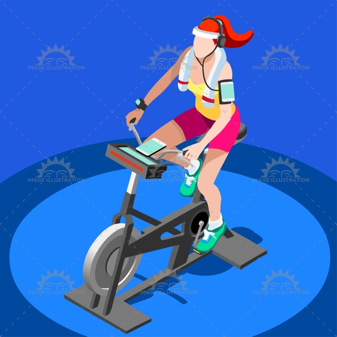 690x690 Exercise Bike Spinning Gym Class 3d Vector Image