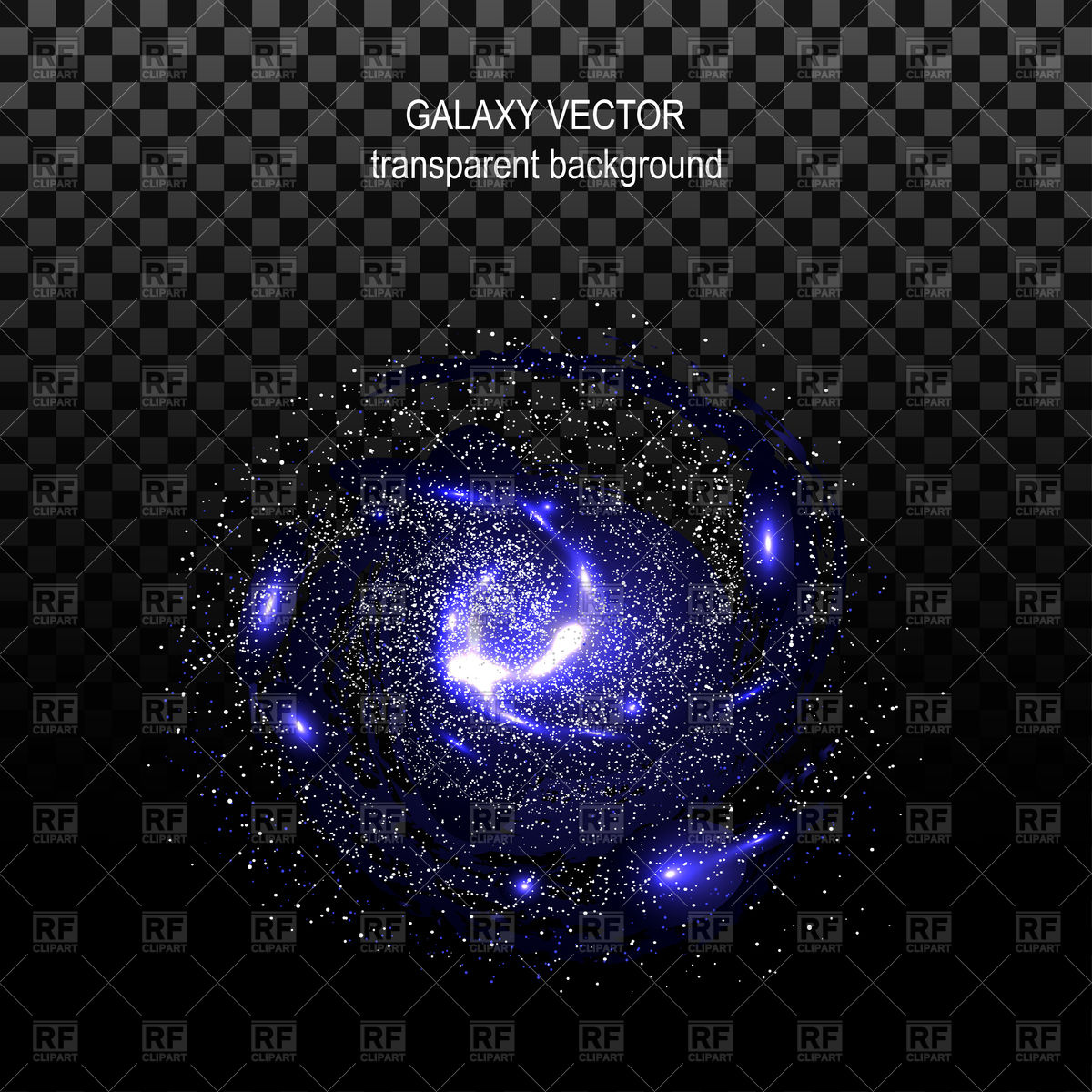 1200x1200 Blue Spiral Galaxy On Transparent Black Background Vector Image