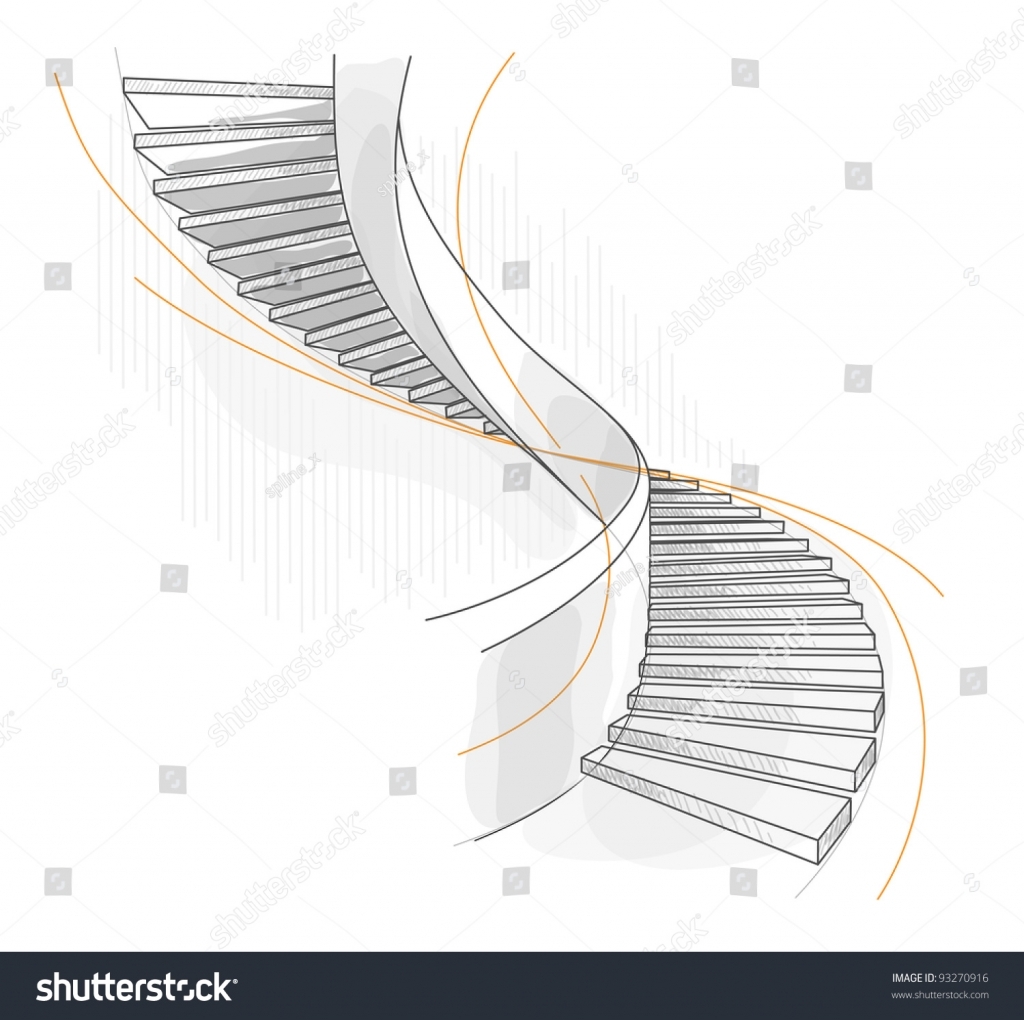 1024x1020 Sketch Spiral Staircase Vector Illustration Stock Vector 93270916