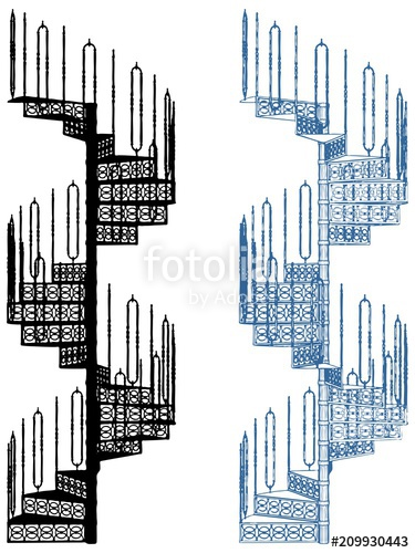 375x500 Spiral Staircase Isolated On White Background Vector Stock Image