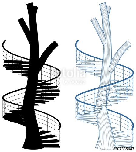 448x500 Spiral Staircase Isolated On White Vector Stock Image And