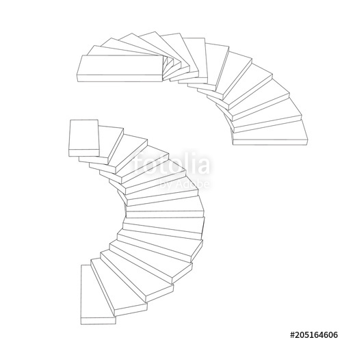 500x500 Spiral Staircase Set. Isolated On White Background. Vector Outline