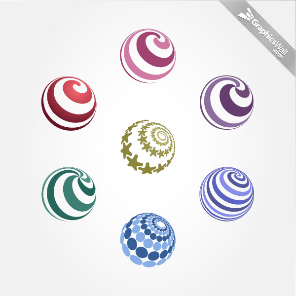 600x600 7 Free Spiral Vector Spheres