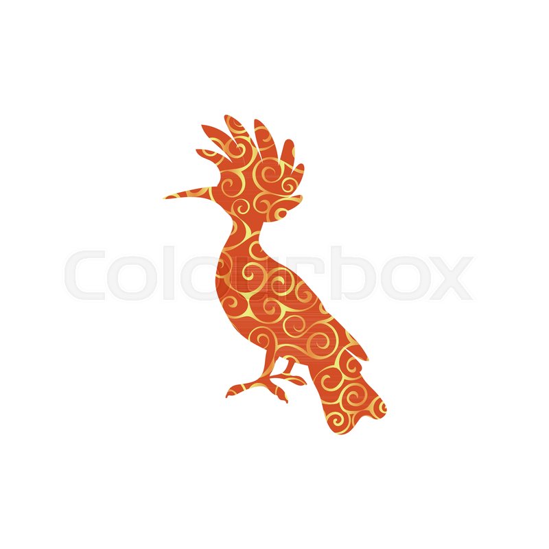 800x800 Hoopoe Bird Spiral Pattern Color Silhouette Animal. Vector