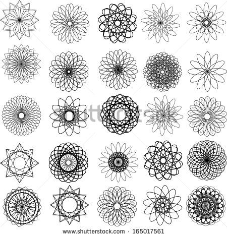 450x470 Set Of 25 Circular Design Elements Spirograph. Vector Templates