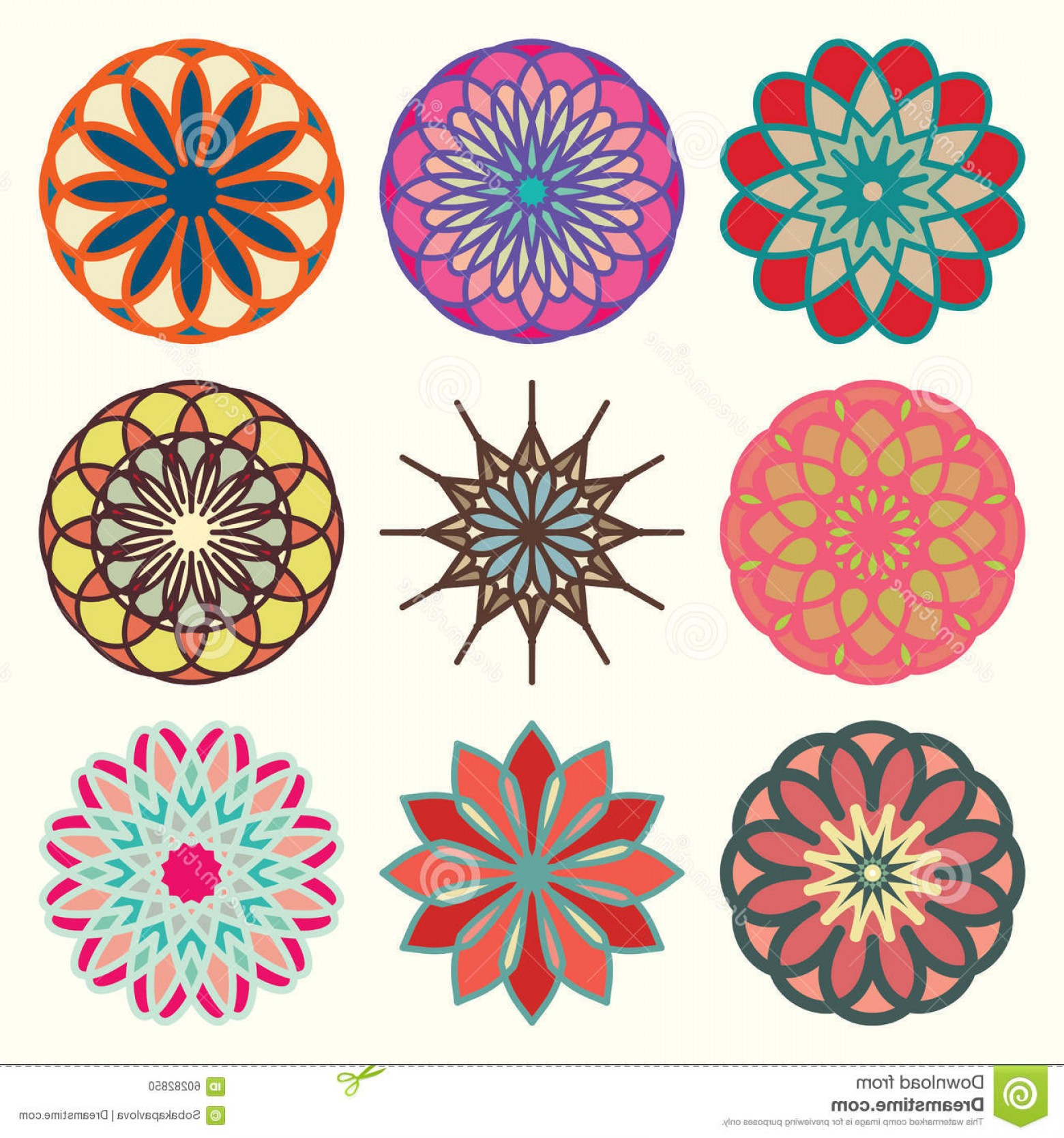 1560x1668 Stock Illustration Spirograph Various Forms Colors Vector Set