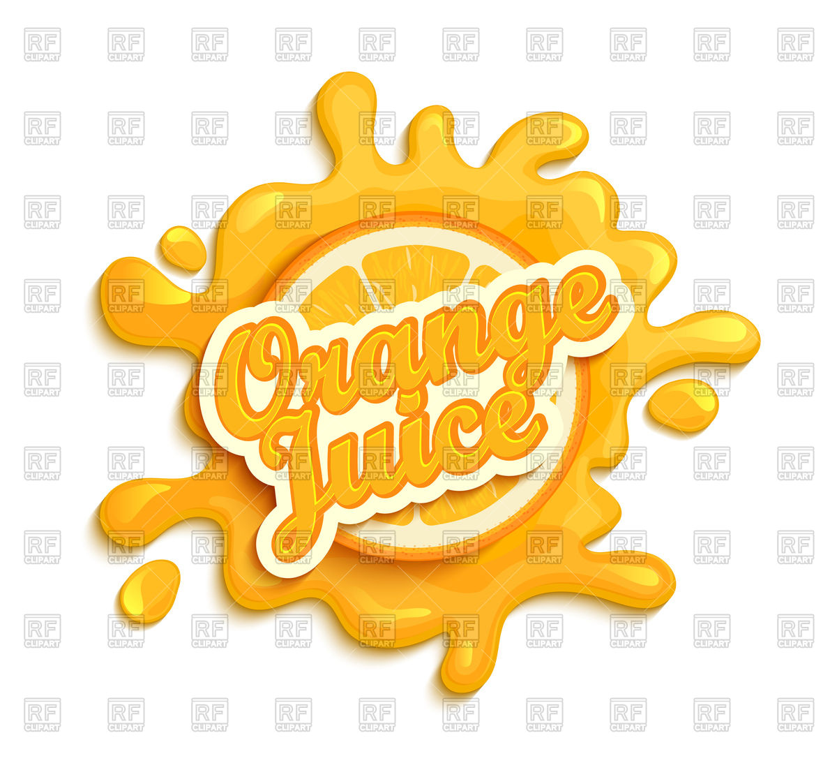 1200x1113 Orange Juice Emblem With Splash On White Background Vector Image