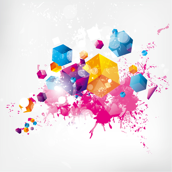 600x600 Splash Color Cube Background Eps Format Free Vector Download