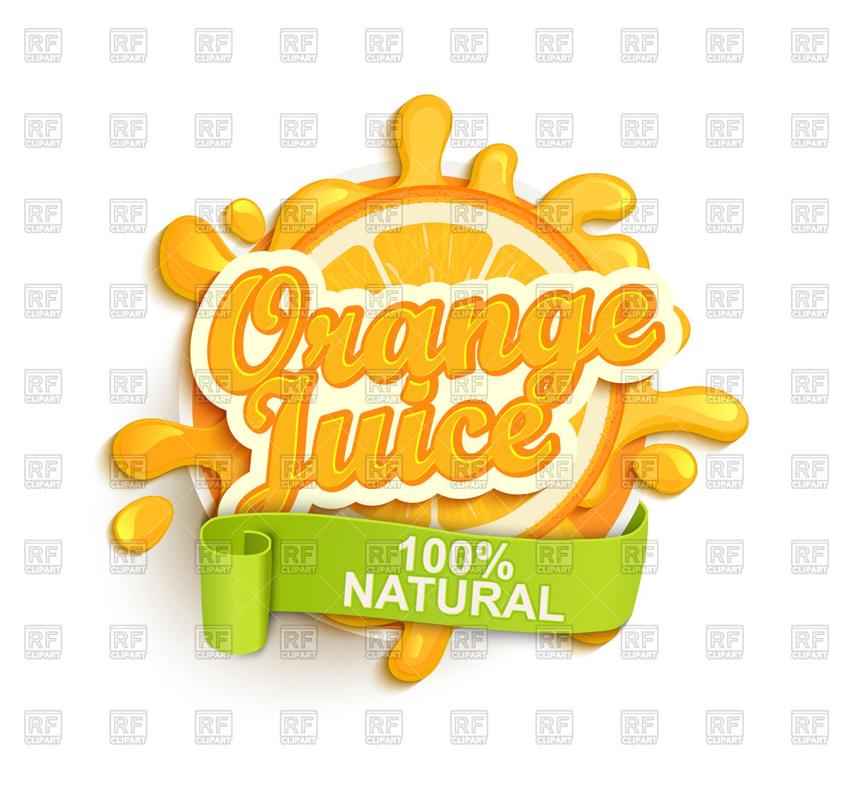 1200x1112 Orange Juice Label Splash Vector Image Vector Artwork Of Food