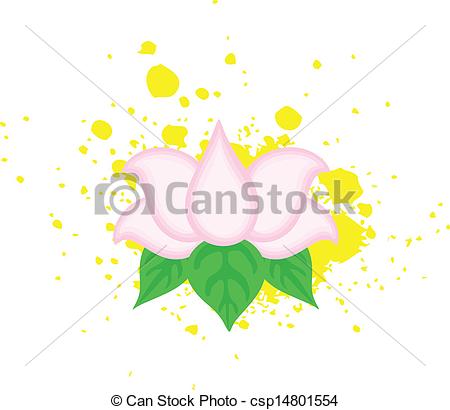 450x410 Drawing Art Of Lotus Flower On Splash Vector Illustration.