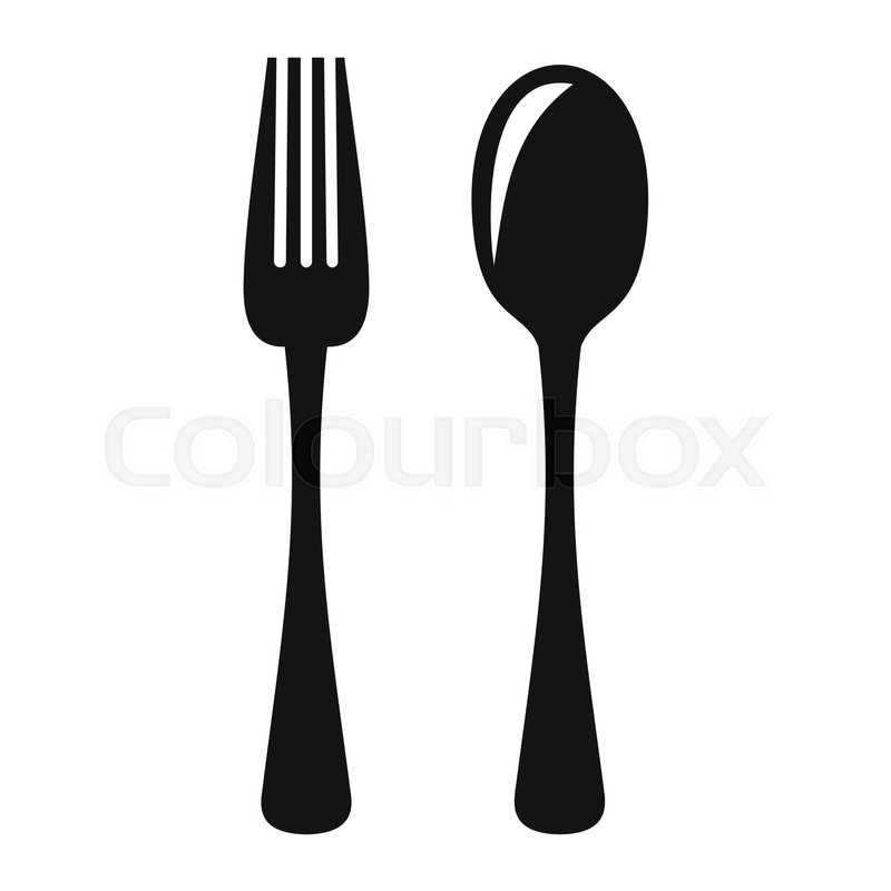 800x800 Fork And Spoon In Black Simple Silhouette Style Icons Vector