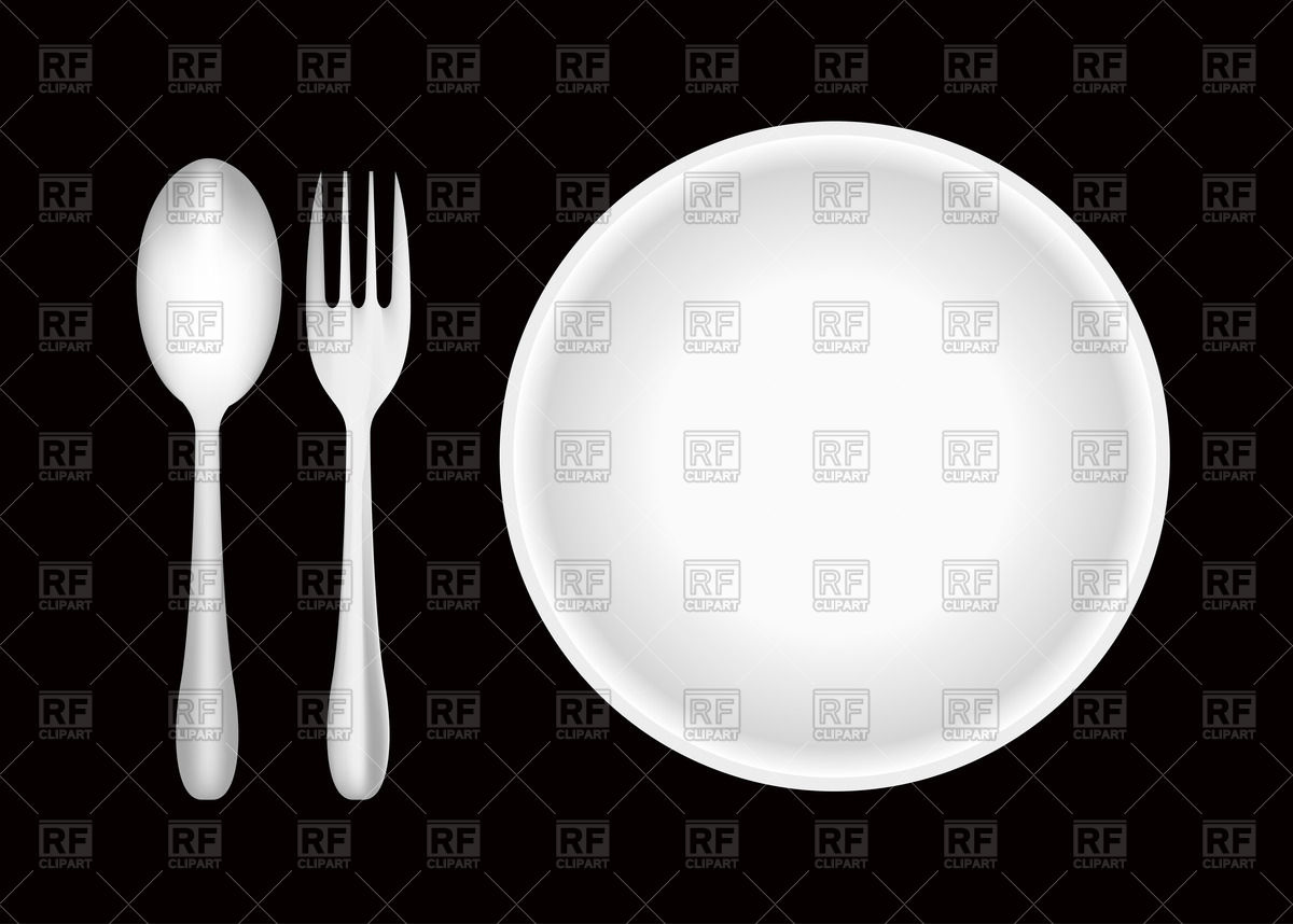 1200x858 Plate, Fork, And Spoon Vector Image Vector Artwork Of Food And