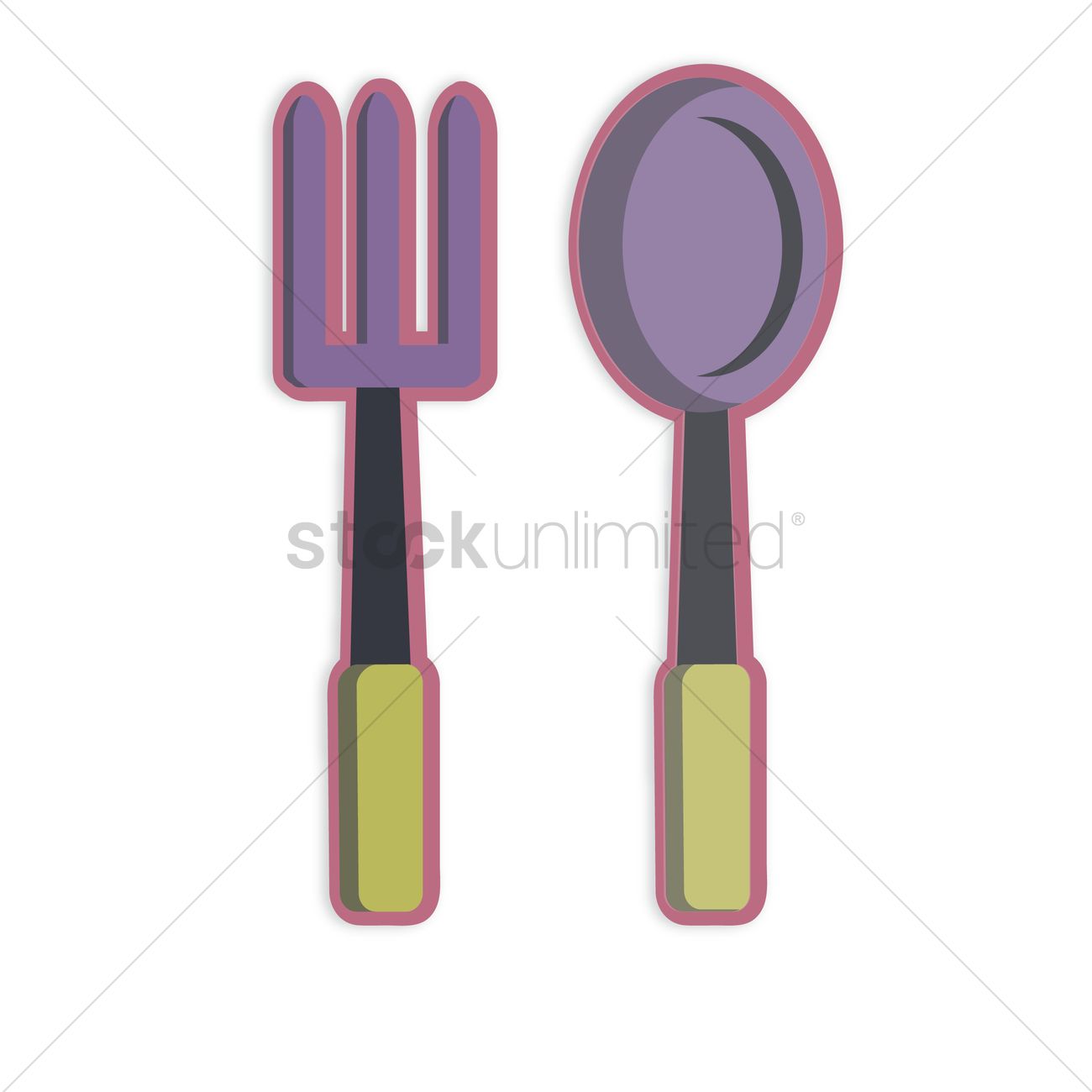 1300x1300 Free Illustration Of A Fork And A Spoon Vector Image