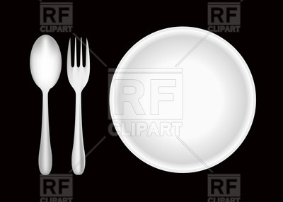 400x286 Plate, Fork, And Spoon Vector Image Vector Artwork Of Food And