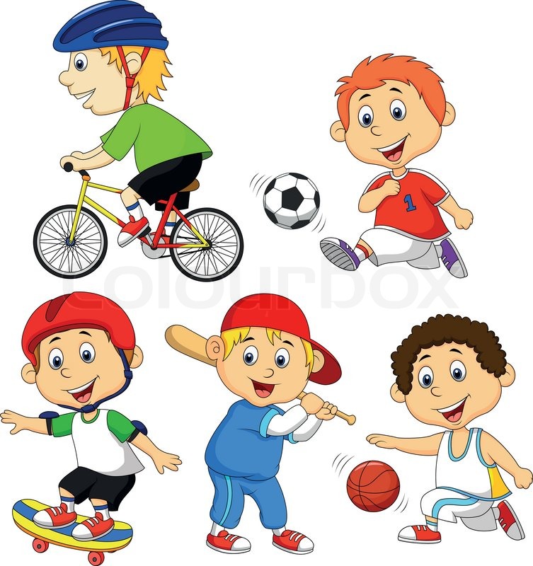 753x800 Vector Illustration Of Funny Boy Cartoon Character Doing Sport